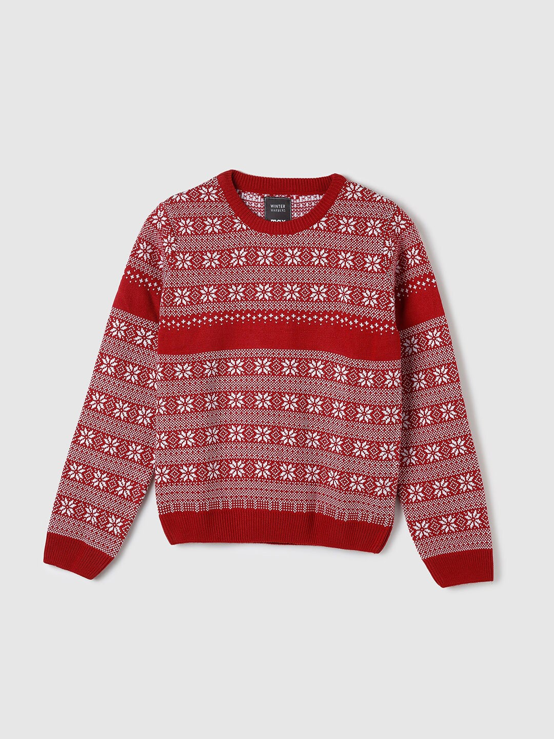 

max Boys Red & White Floral Printed Pullover