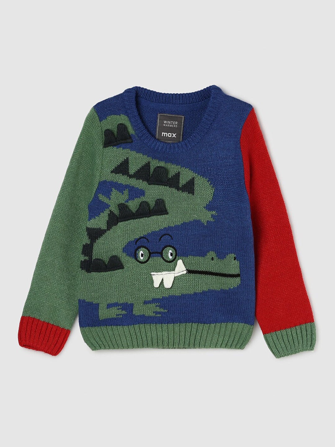 

max Boys Blue & Red Printed Pullover
