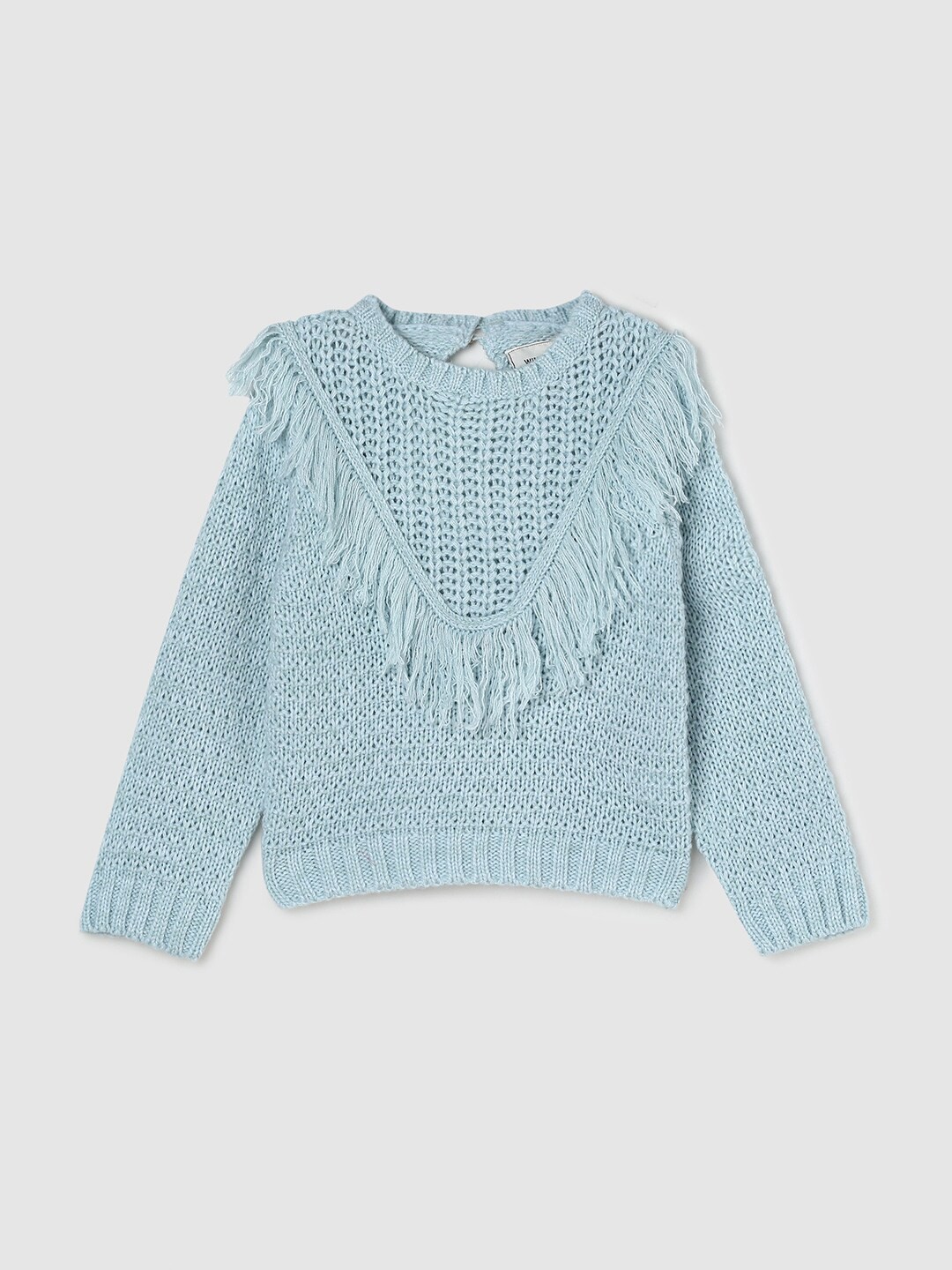 

max Girls Light Blue Self Design Acrylic Pullover