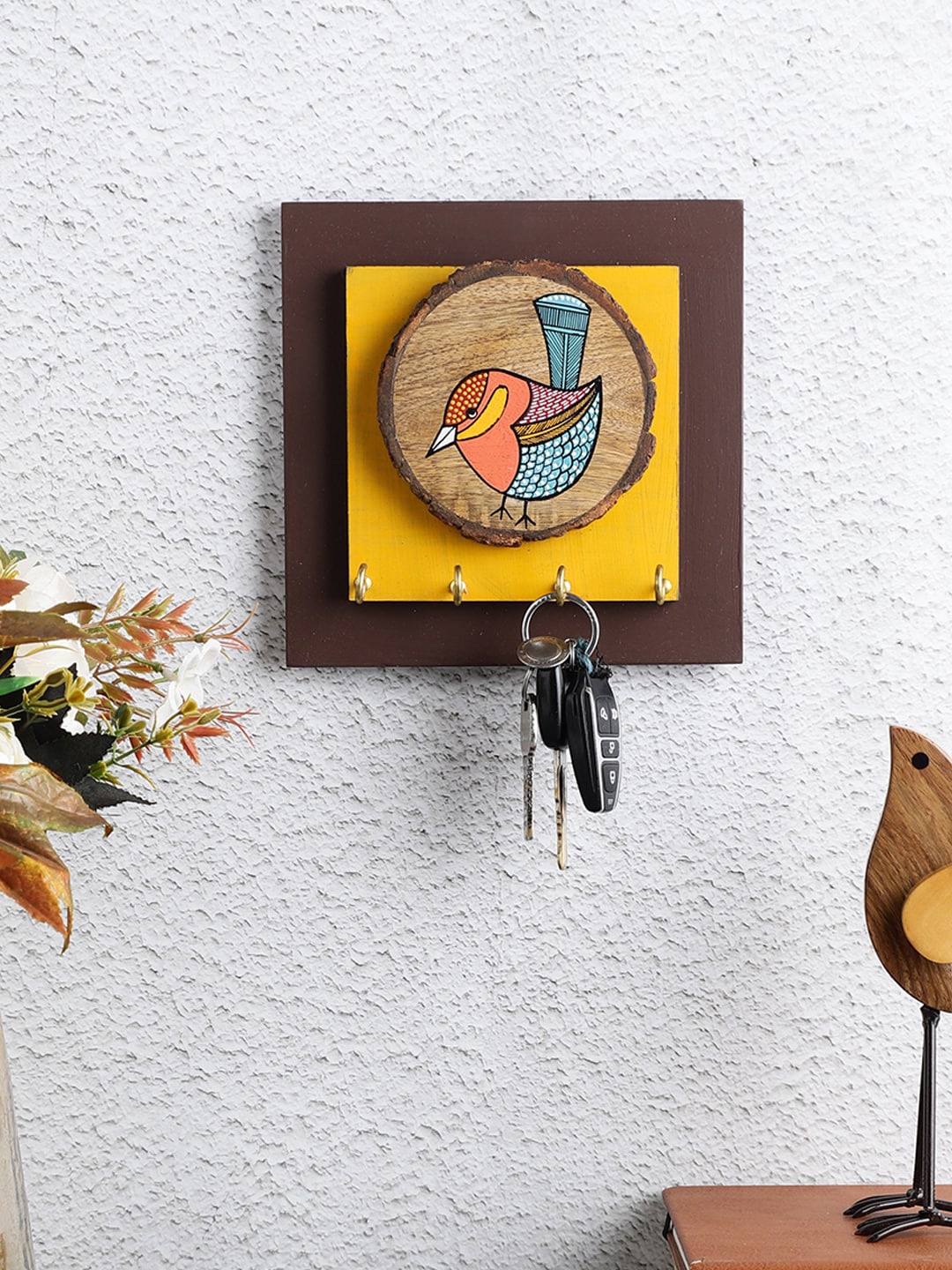 

VarEesha Yellow & Brown Chiraiya Wood Key Holders