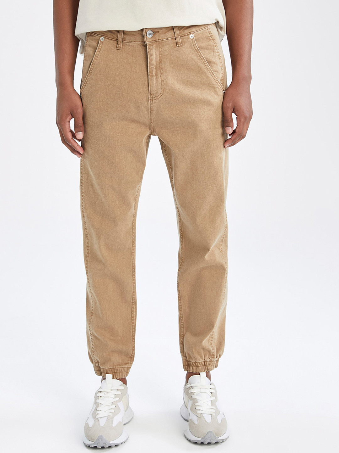 

DeFacto Men Camel Brown Cotton Joggers