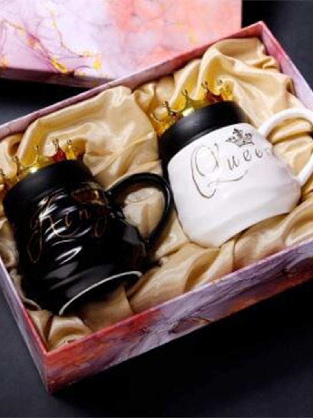 

AWAAS DECOR Black & White Set Of 2 Dishwasher Safe Printed Ceramic Glossy Mugs
