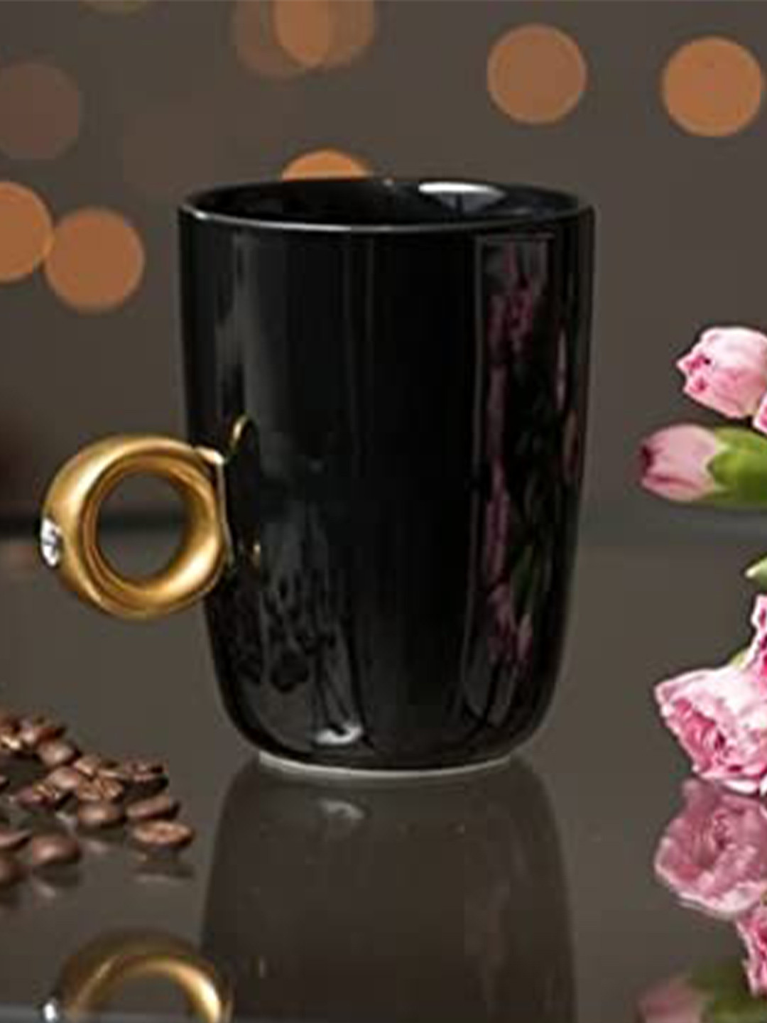 

AWAAS DECOR Black & Gold Dishwasher Safe Ceramic Glossy Mug 400 ML