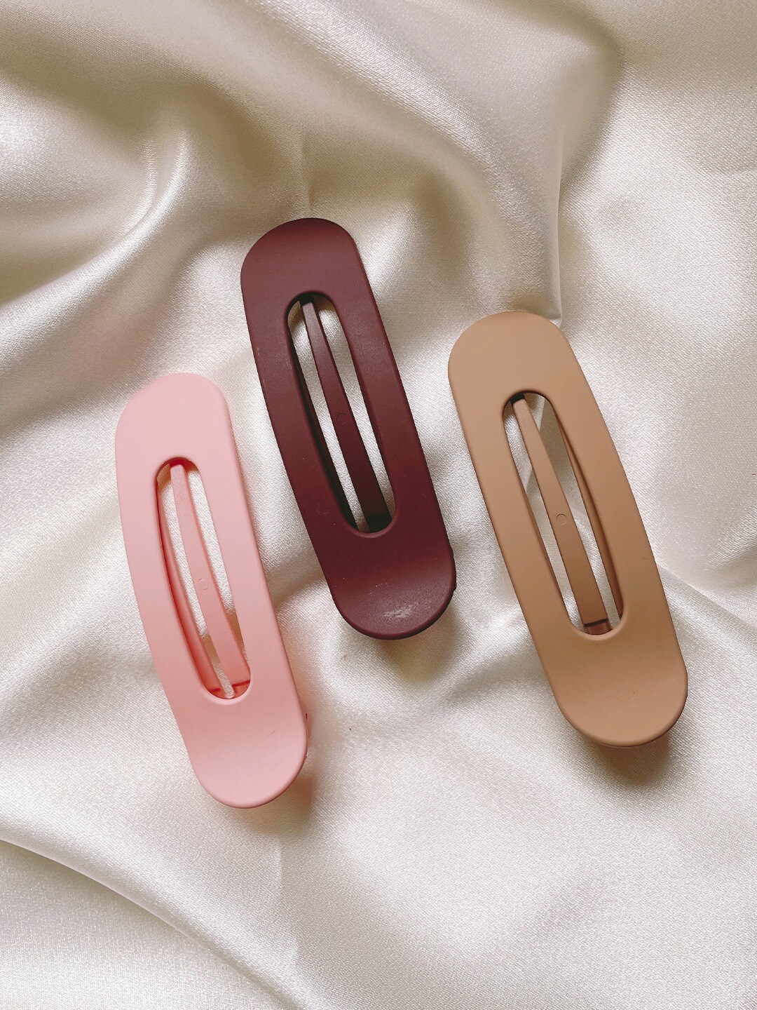 

Mueras Women Pink & Brown Set of 3 French Barrette