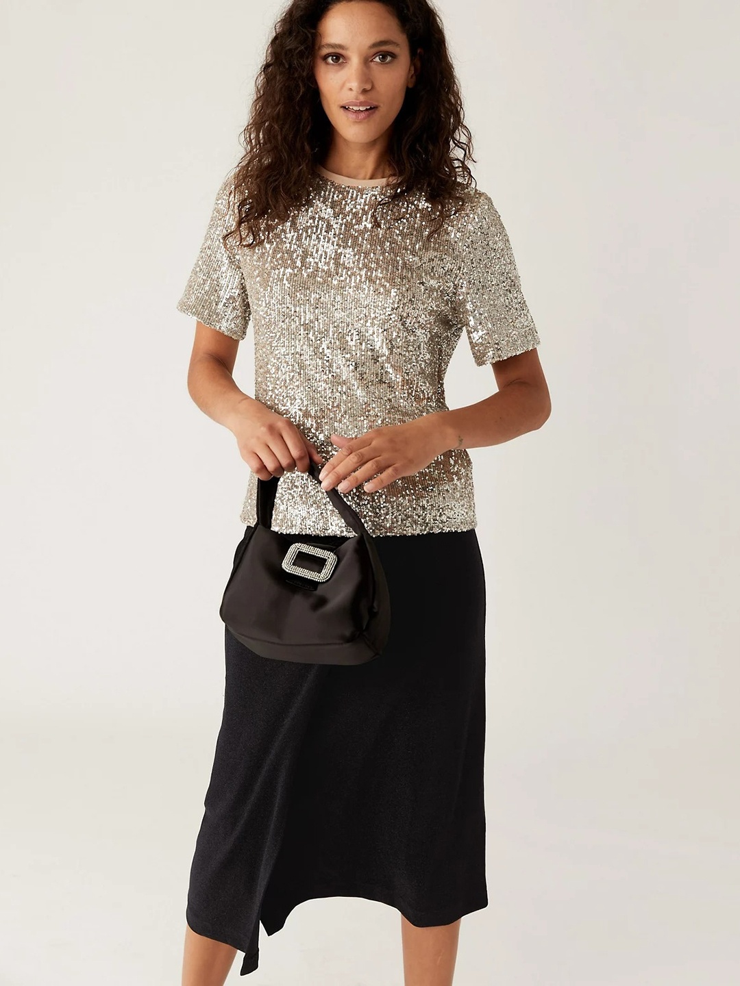 

Marks & Spencer Women Black Solid Knot A-Line Skirts