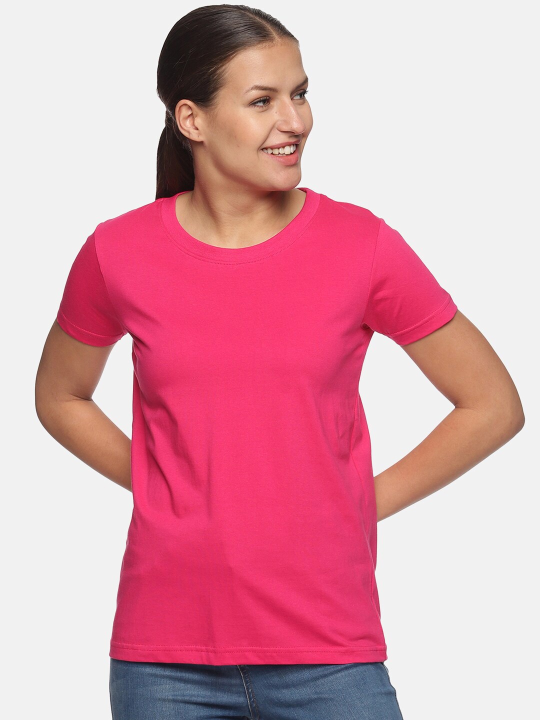 

Trends Tower Women Pink Pure Cotton T-shirt