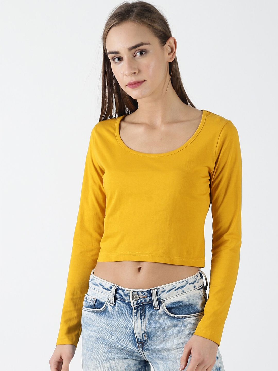 

Trends Tower Women Mustard Yellow Pure Cotton T-shirt