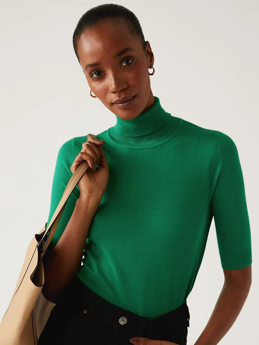 

Marks & Spencer Women Green Solid Pullover