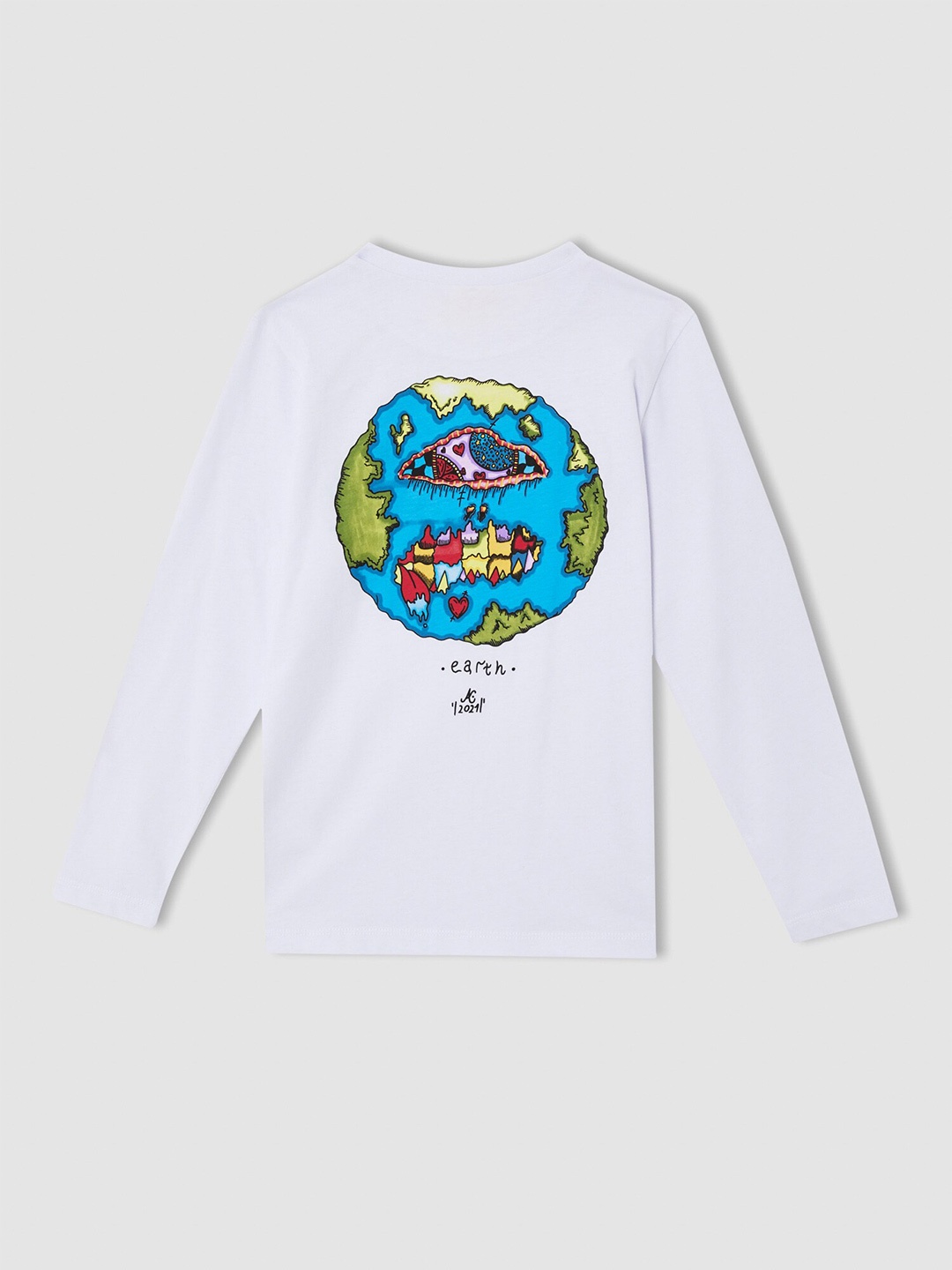 

DeFacto Boys White & Blue Graphic Printed Long Sleeves Cotton T-shirt