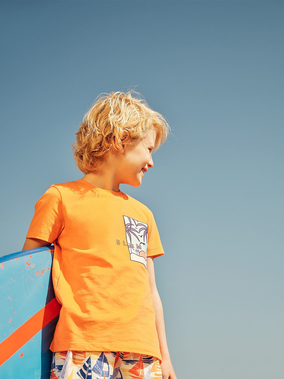 

DeFacto Boys Orange & Yellow Graphic Printed Cotton T-shirt