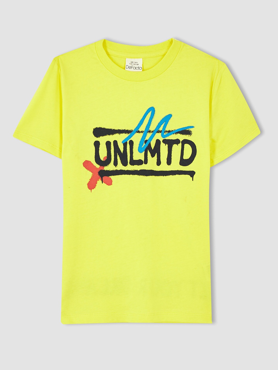 

DeFacto Boys Yellow & Black Typography Printed Cotton T-shirt