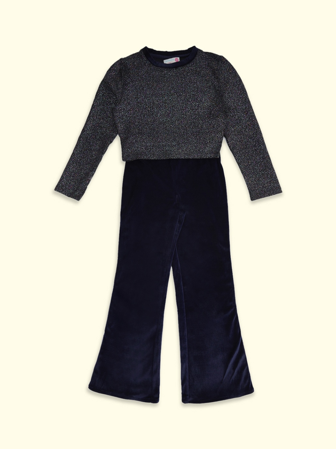 

Pantaloons Junior Girls Navy Blue & Black Printed Top with Palazzos