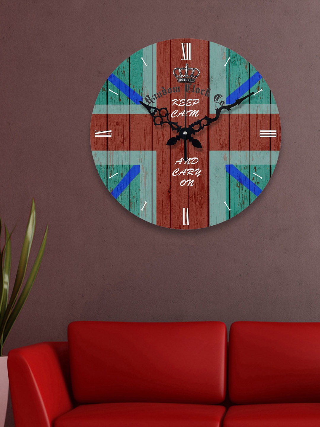 

RANDOM Brown & Green Dial Round 36.8 cm Analogue Wooden Wall Clock