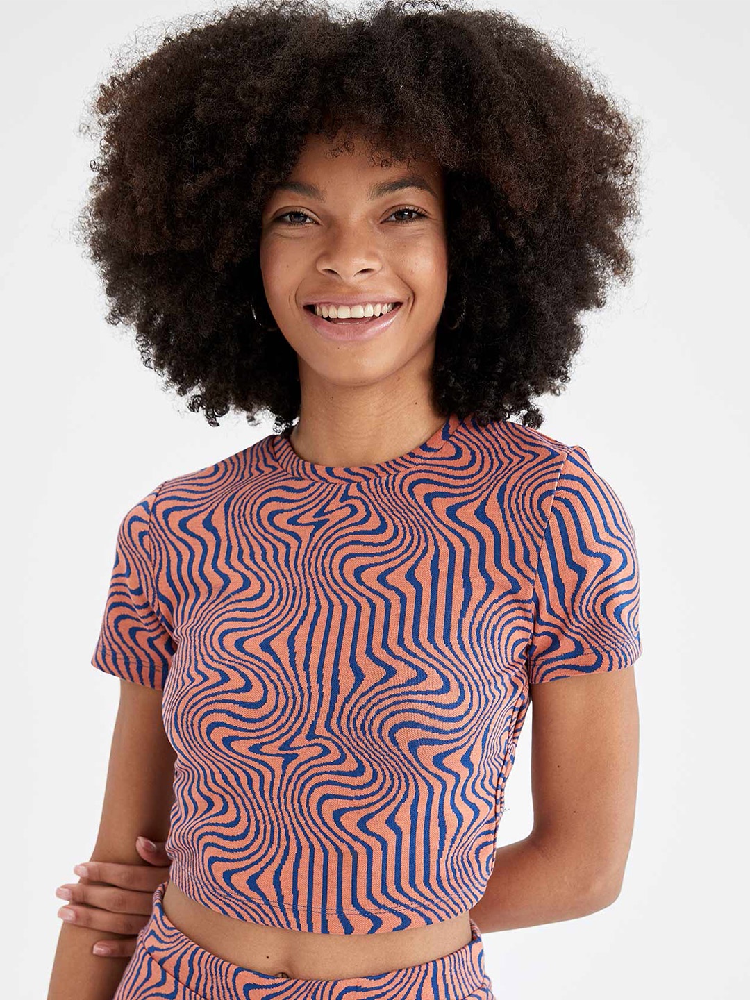 

DeFacto Pink Print Crop Top