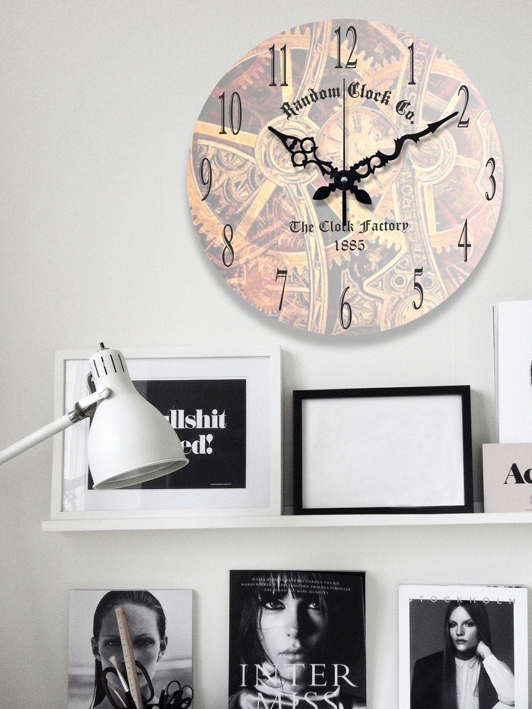 

RANDOM Beige Printed Dial 36.8 cm Round Analogue Wooden Wall Clock