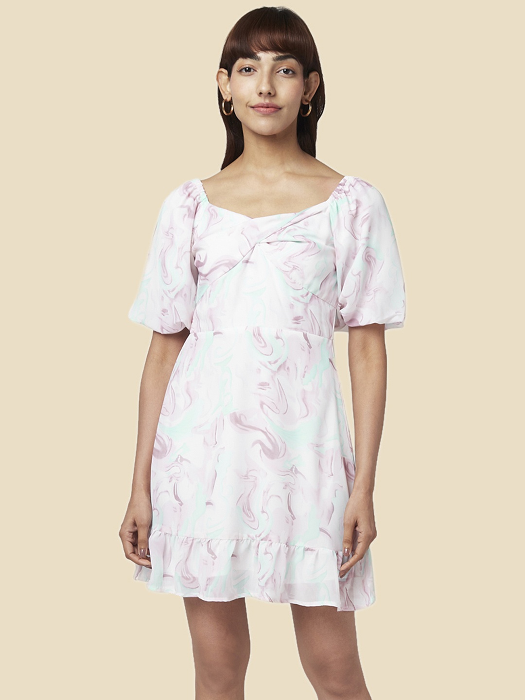 

Honey by Pantaloons Abstract Printed A-Line Dress, Off white