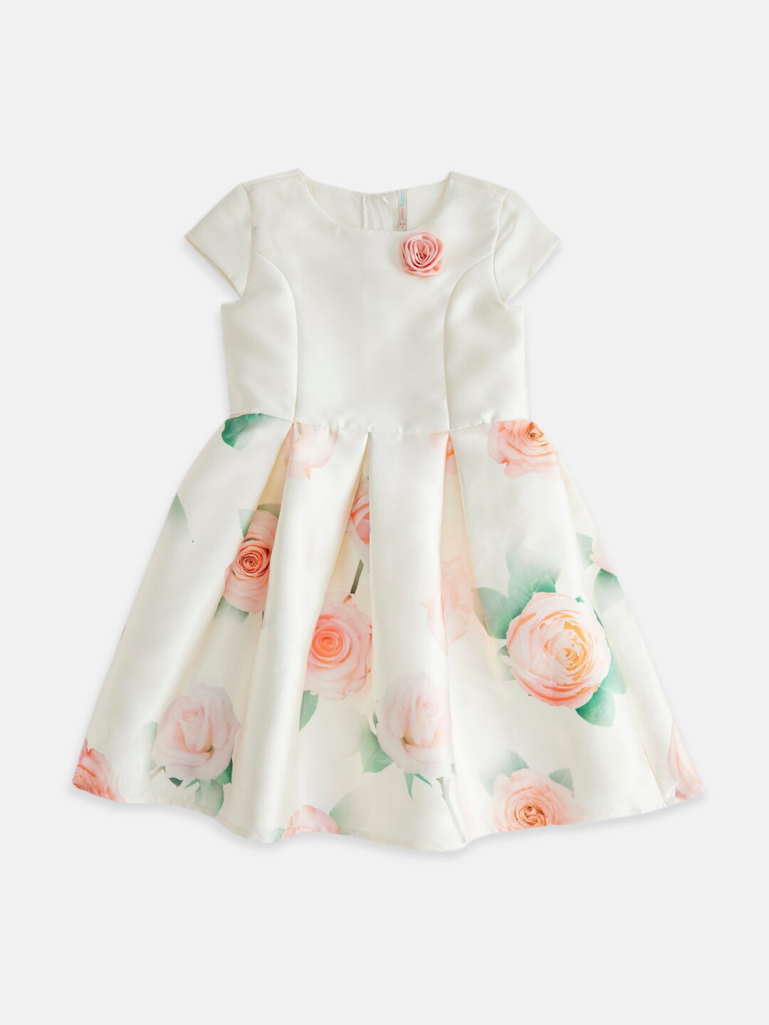 

Pantaloons Junior Girls Off White Floral Printed A-Line Cotton Dress