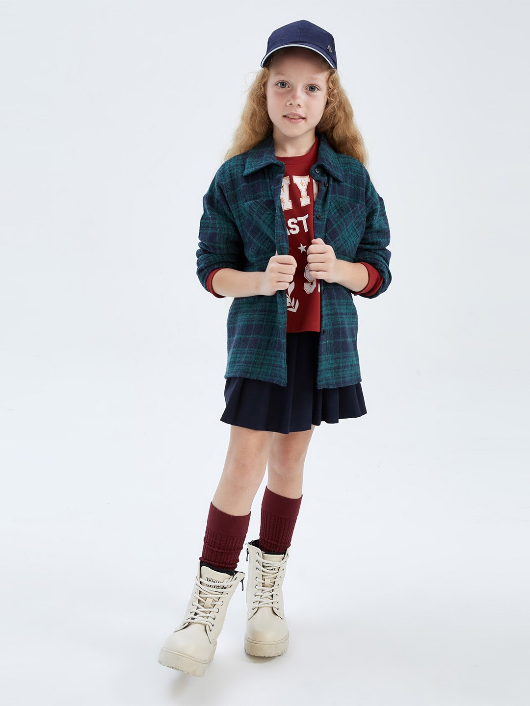 

DeFacto Girls Green Tartan Checks Casual Cotton Shirt