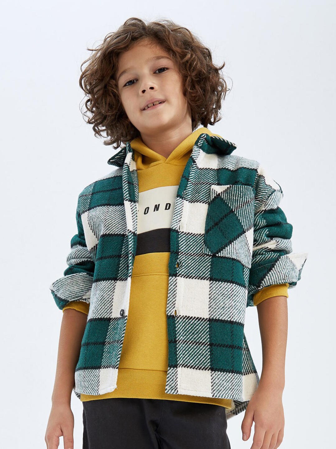 

DeFacto Boys Checked Casual Cotton Shirt, Green