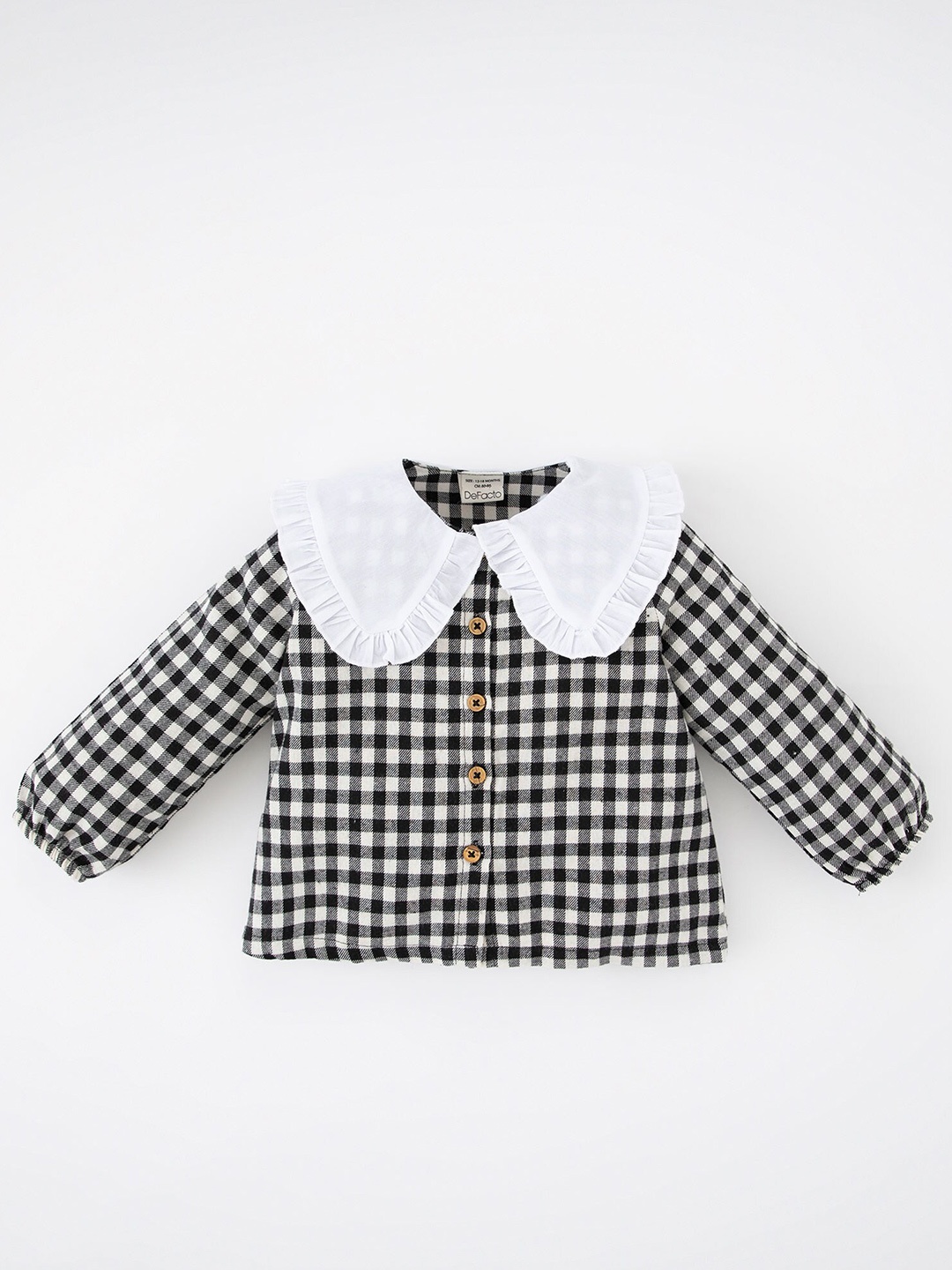 

DeFacto Girls Gingham Checks Casual Cotton Shirt, Black