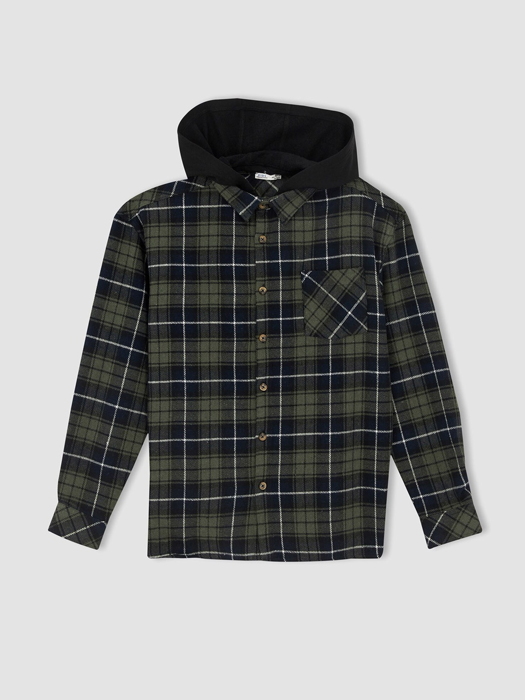 

DeFacto Boys Green Tartan Checks Casual Cotton Shirt