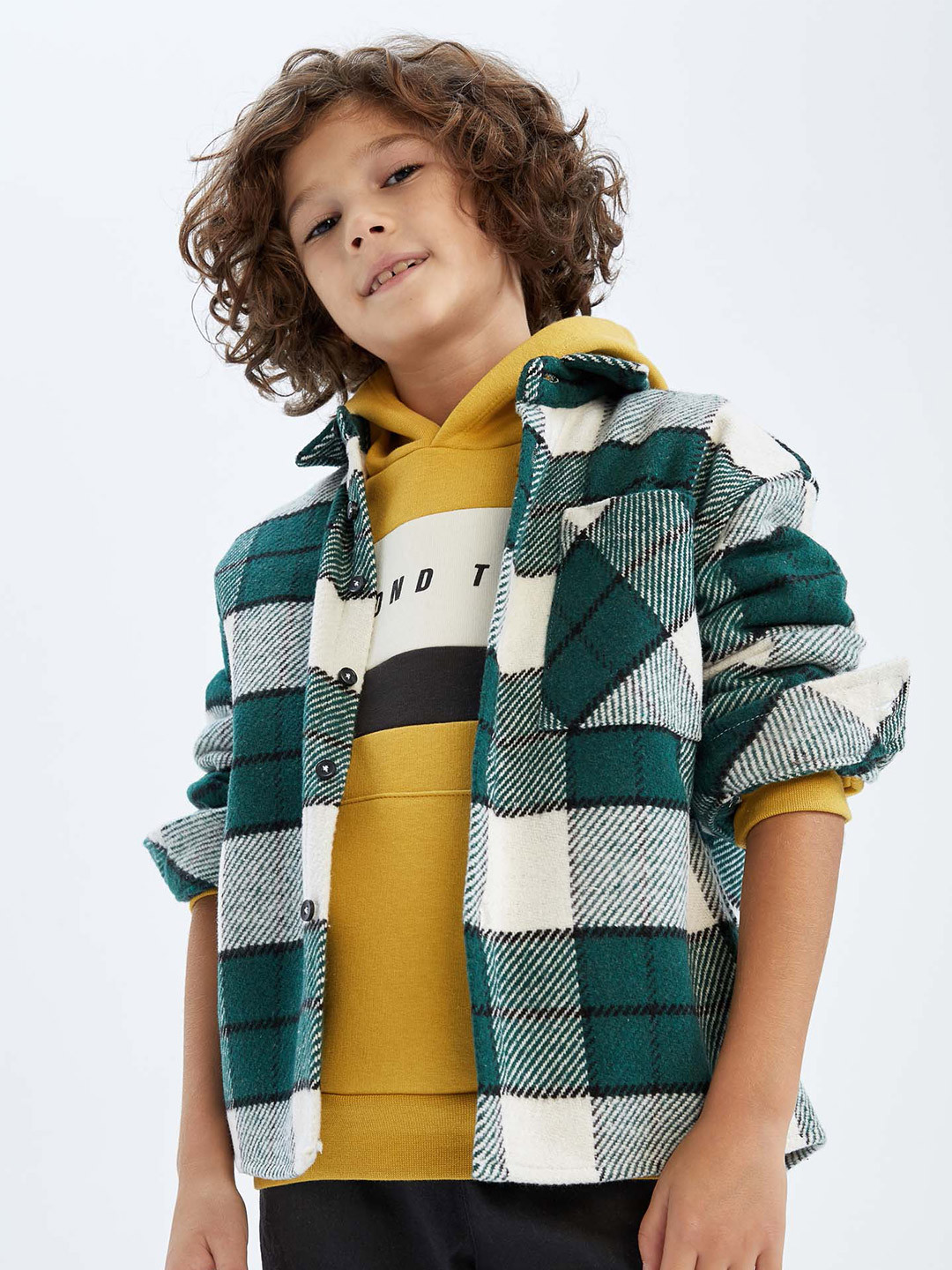 

DeFacto Boys Checked Casual Cotton Shirt, Green