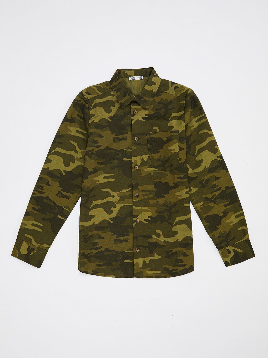 

DeFacto Boys Olive Green Printed Casual Shirt