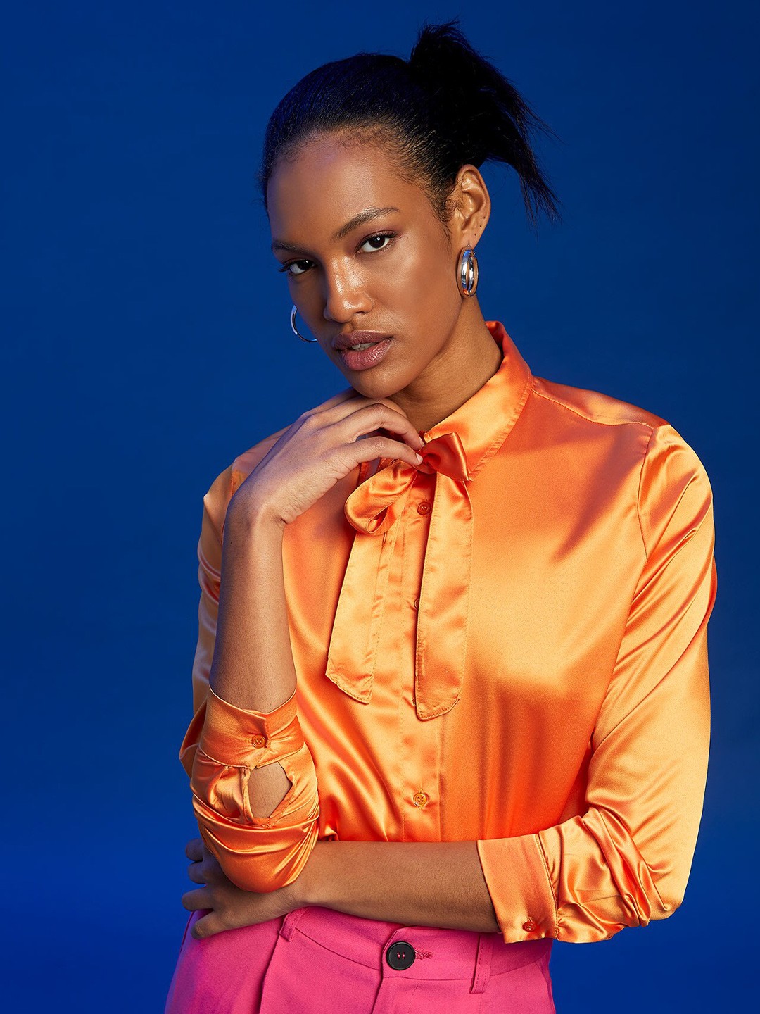 

DeFacto Women Orange Casual Solid Shirt