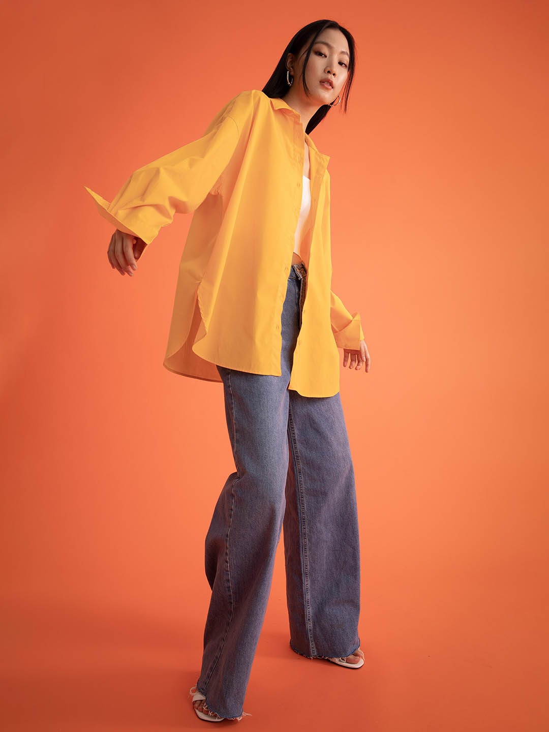 

DeFacto Women Orange Casual Cotton Shirt