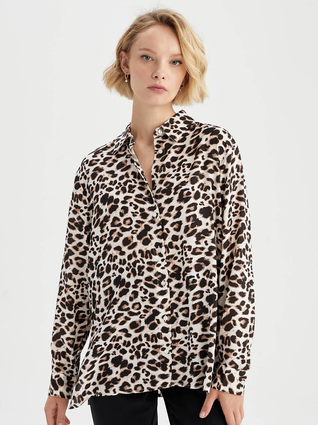 

DeFacto Women Animal Printed Casual Shirt, Beige