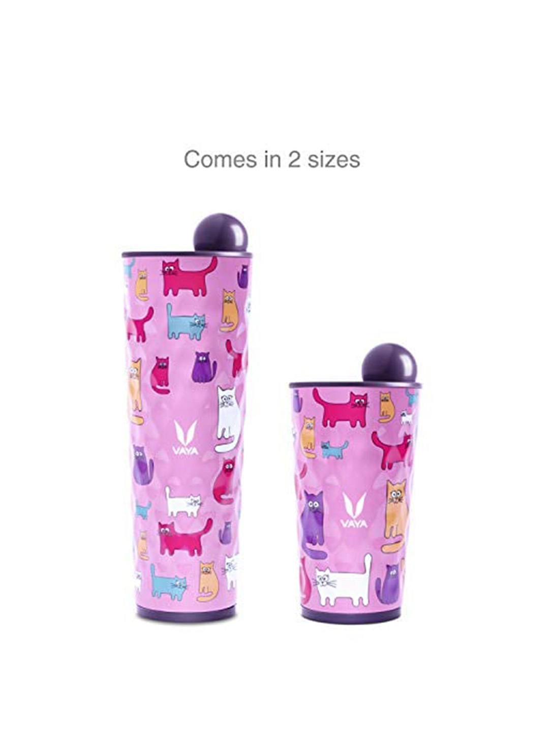 

Vaya Pink Cat Printed Stainless Steel Water Bottle With Lid 600 ml