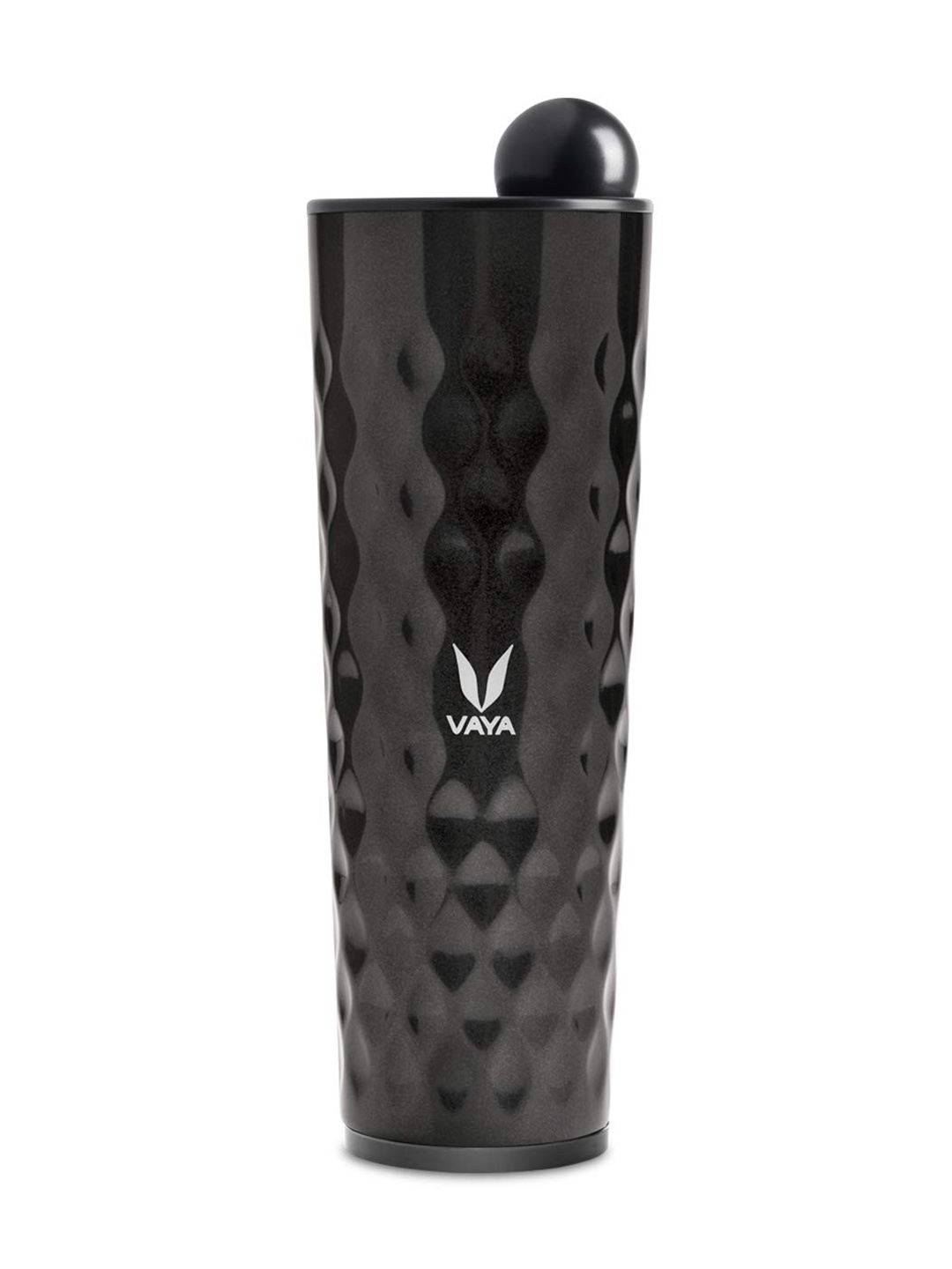 

Vaya Black Textured Stainless Steel Water Bottle With Lid 600 ml