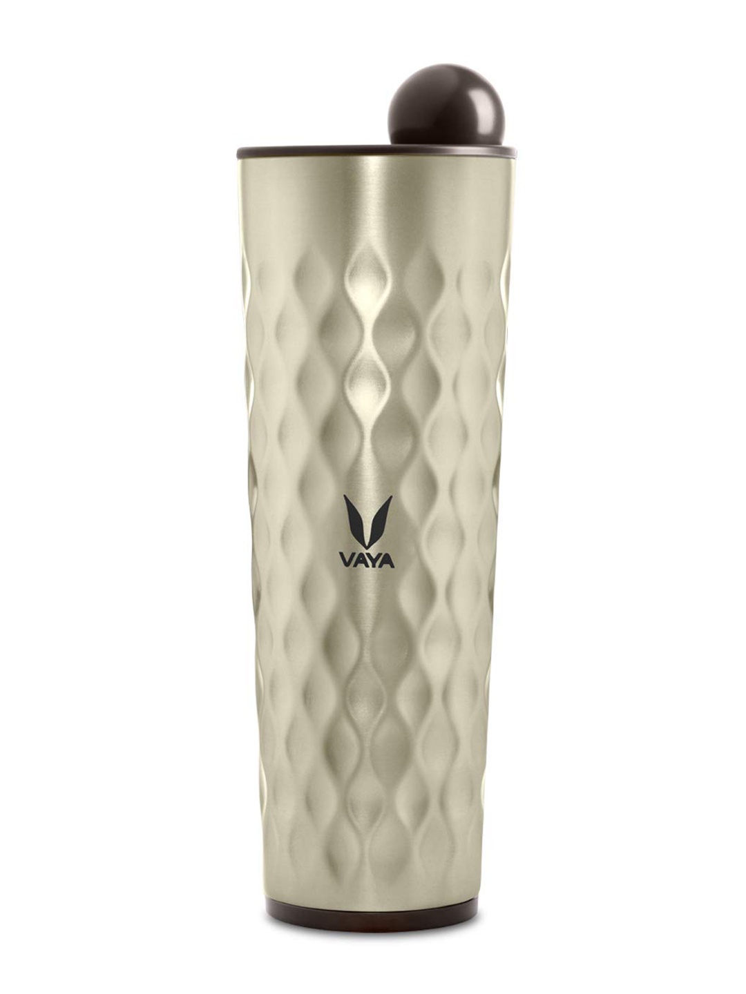 

Vaya Metallic-Toned Textured Stainless Steel Water Bottle With Lid 600 ml