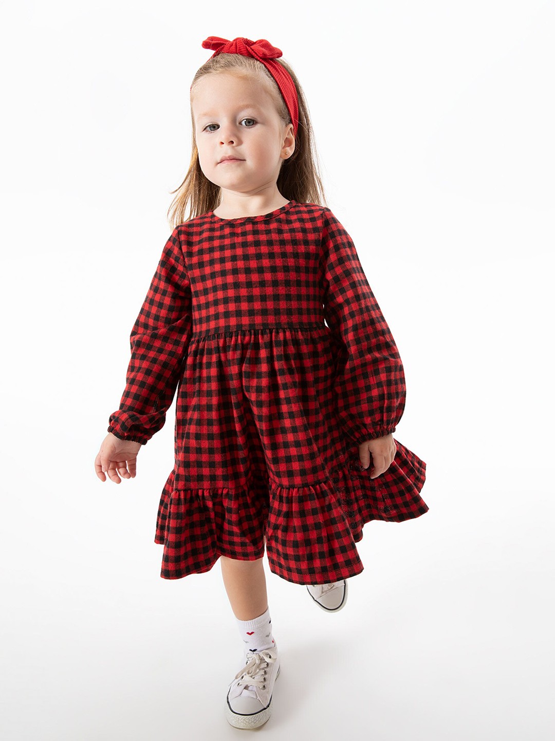 

DeFacto Red Checked A-Line Dress