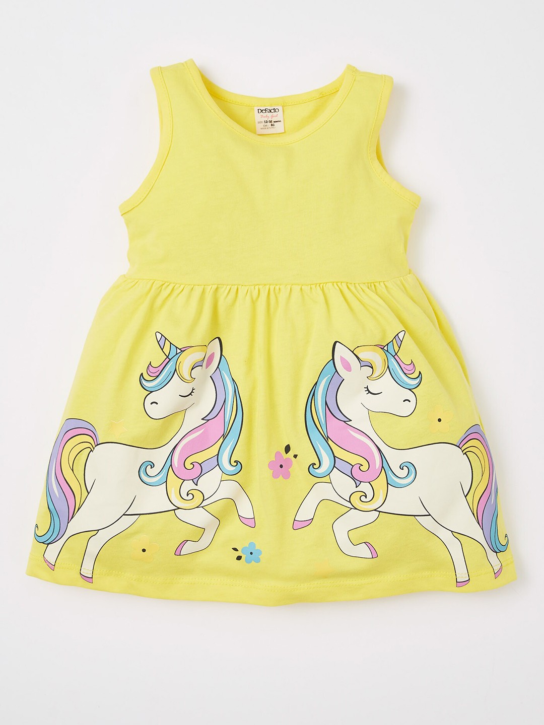 

DeFacto Girls Yellow Printed Sleeveless Cotton Dress