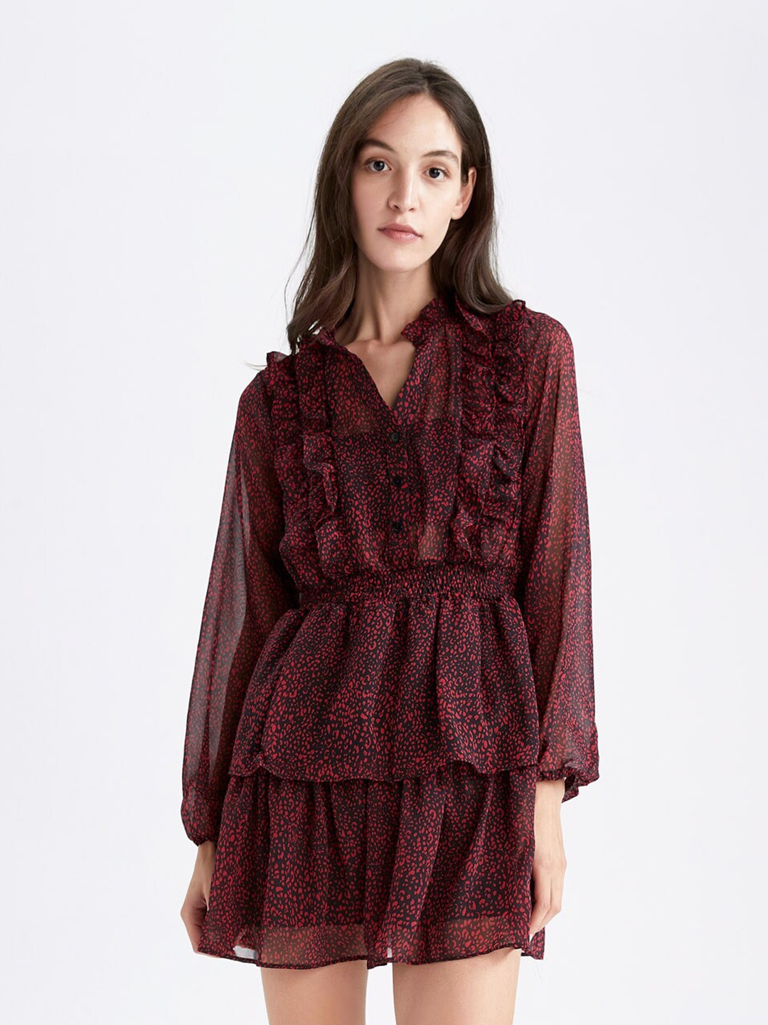 

DeFacto Women Brown Layered Mini Dress