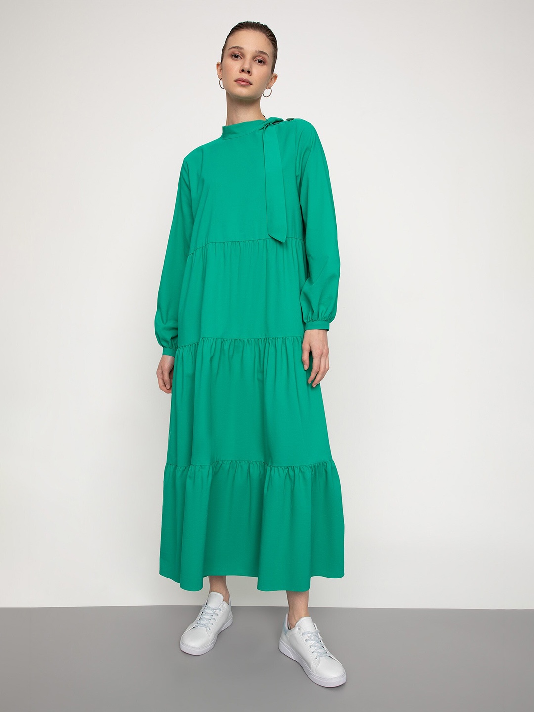 

DeFacto Green A-Line Midi Dress