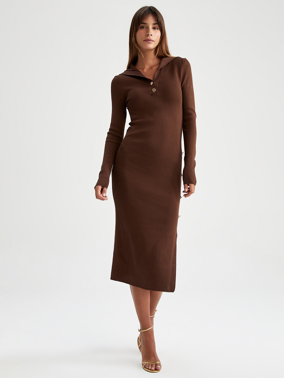

DeFacto Brown Bodycon Midi Dress