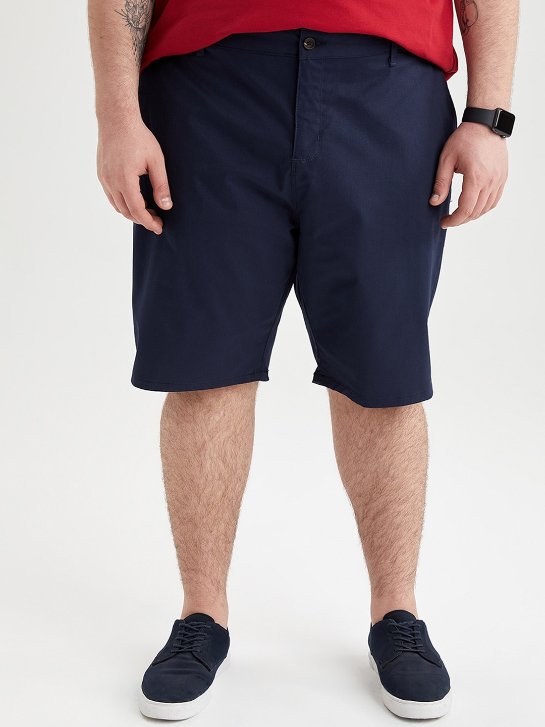 

DeFacto Men Navy Blue Cotton Shorts