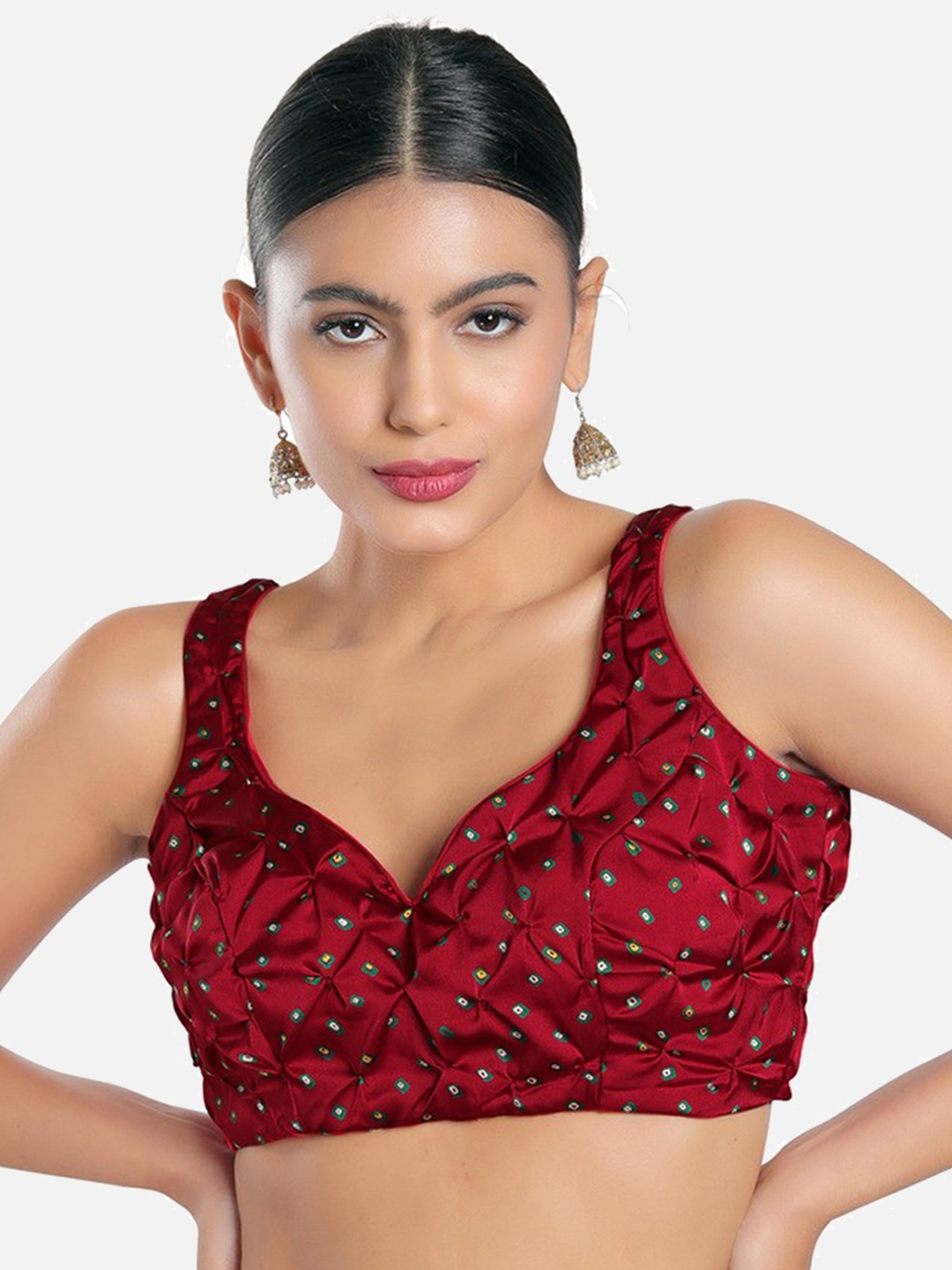 

SALWAR STUDIO Maroon Embroidered Saree Blouse