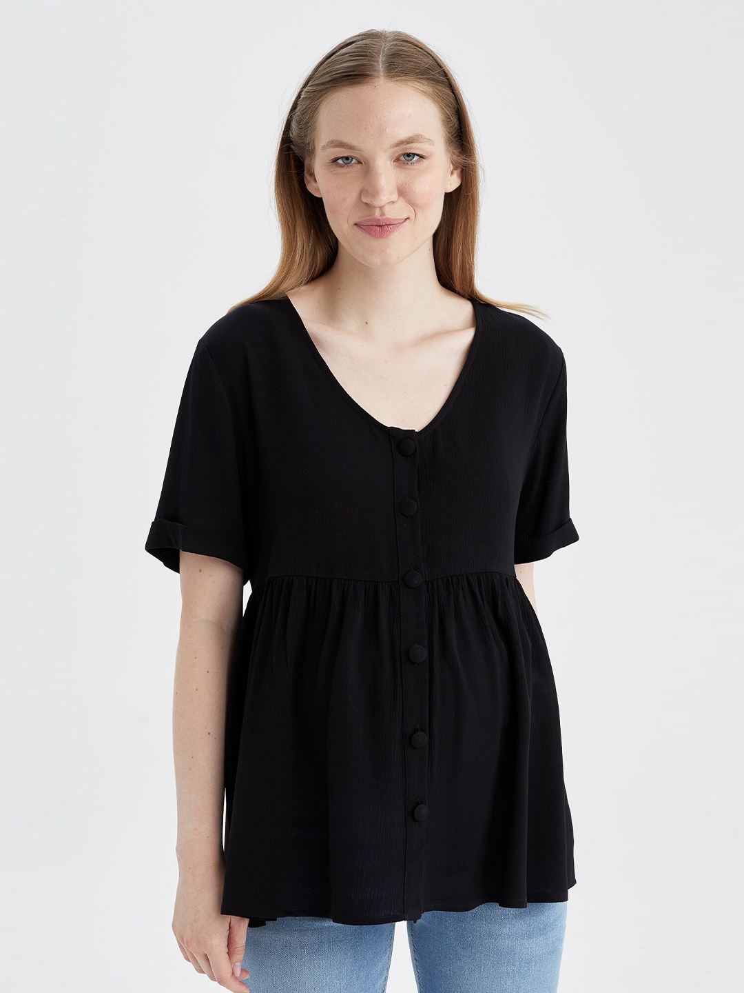

DeFacto Black Empire Solid Longline Top