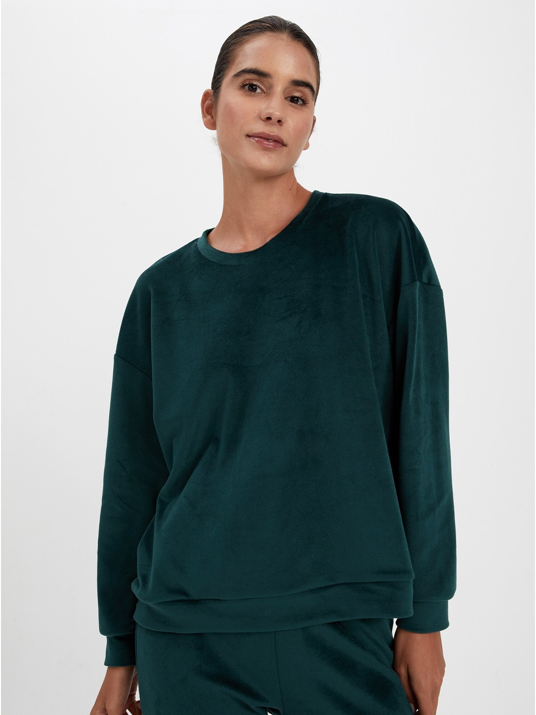 

DeFacto Round Neck Pullover Sweatshirt, Green