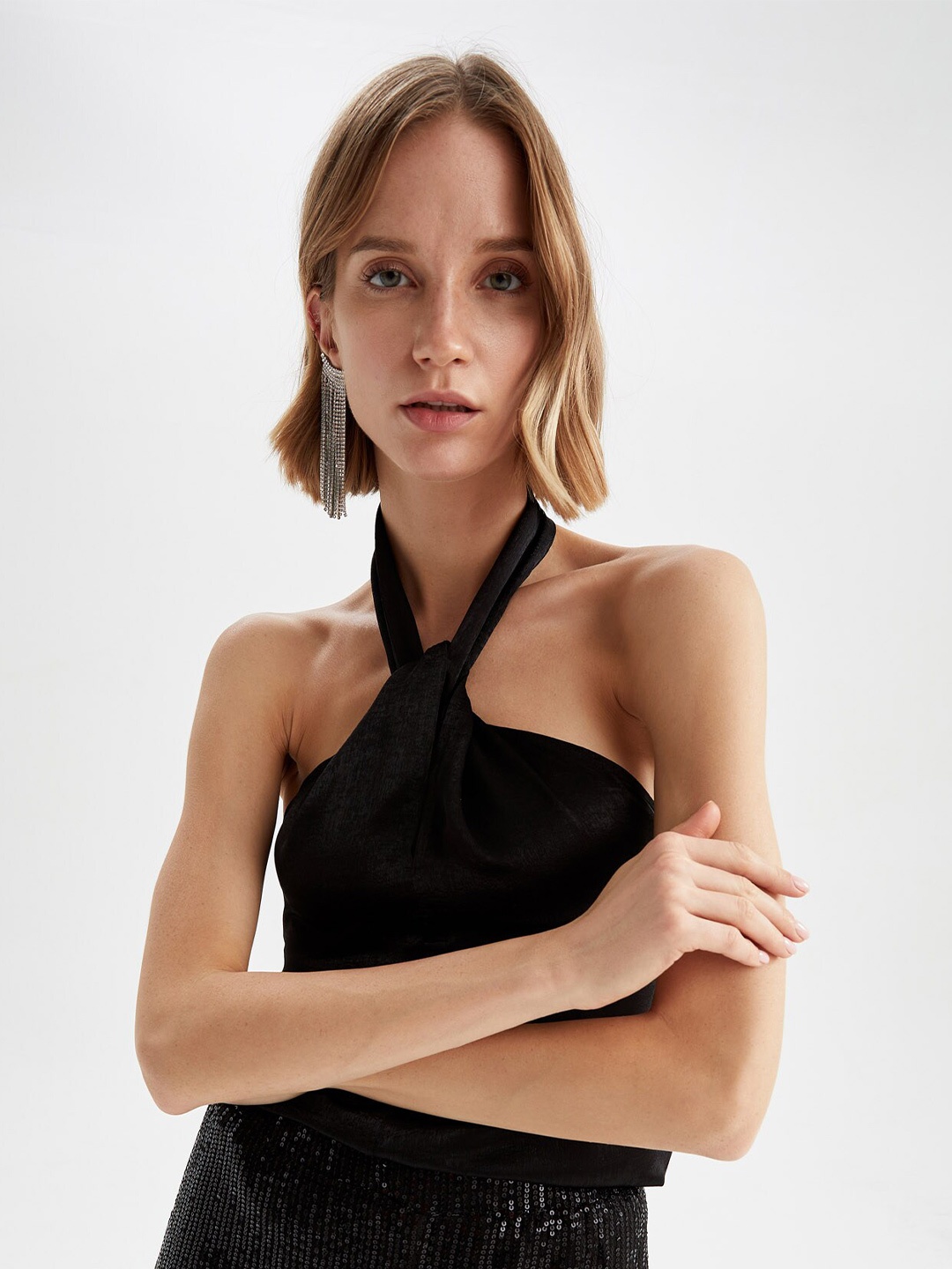 

DeFacto Black Halter Neck Bralette Top