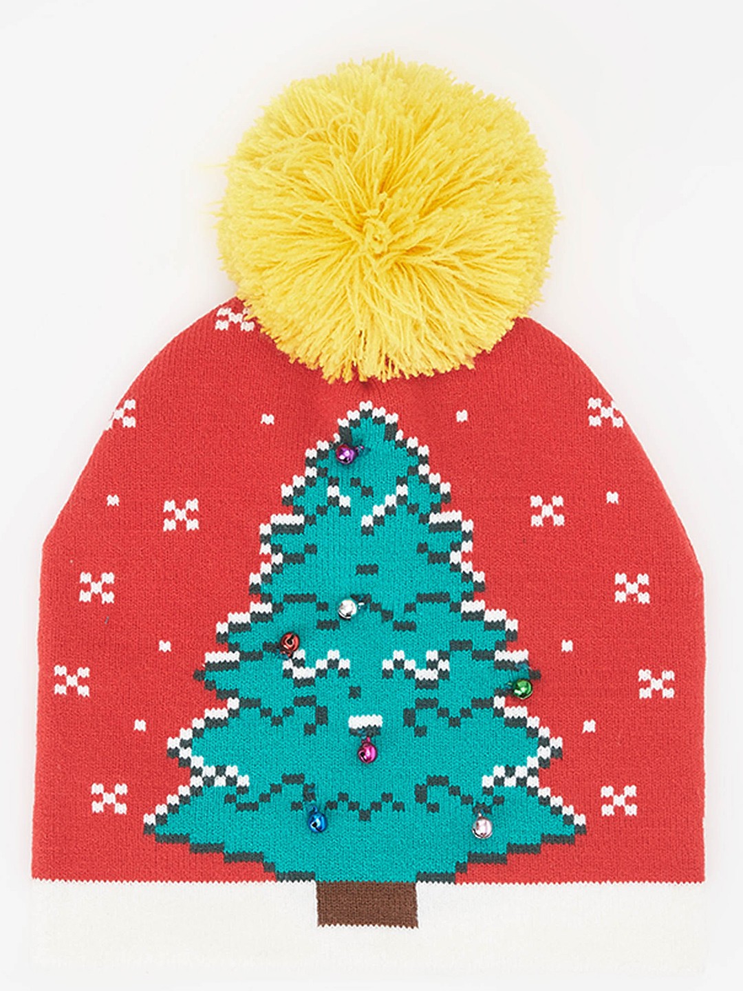 

DeFacto Girls Red & White Acrylic Printed Beanie