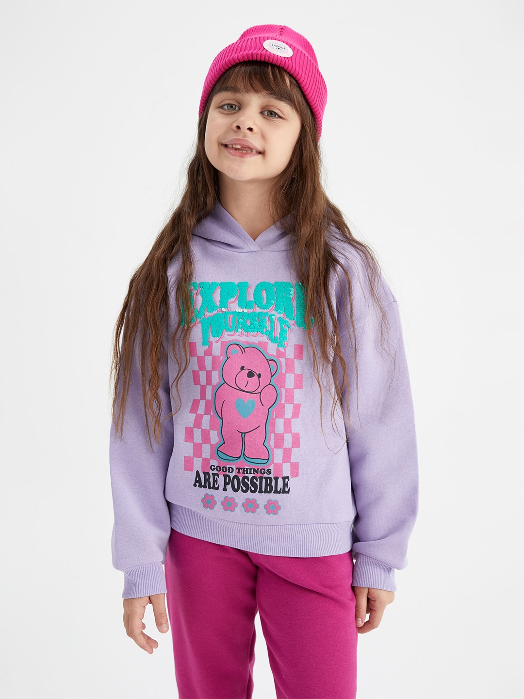 

DeFacto Girls Pink & White Acrylic Beanie