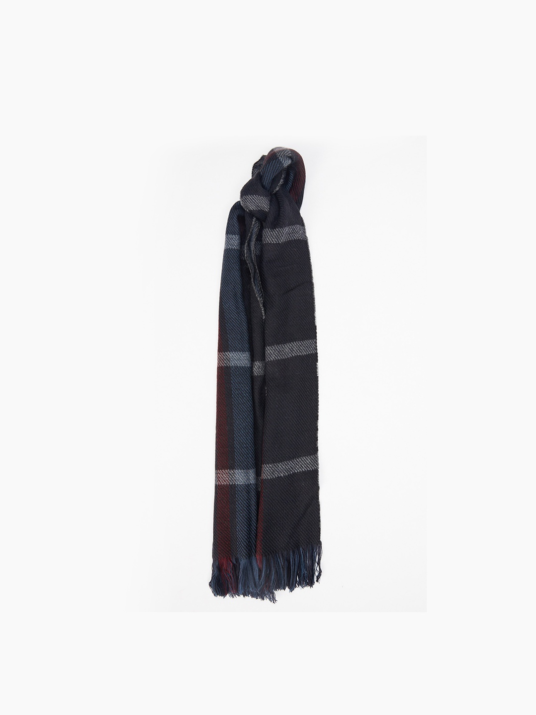 

DeFacto Men Navy Blue & Grey Checked Acrylic Scarf