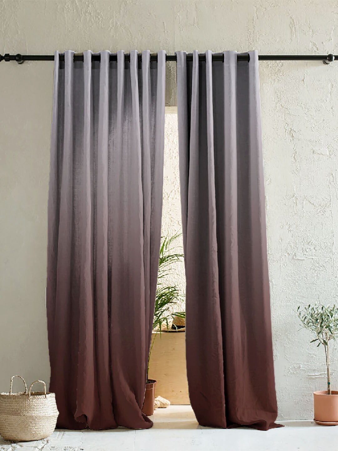 

SPACES Set of 2 Brown Solid Room Darkening Door Curtain