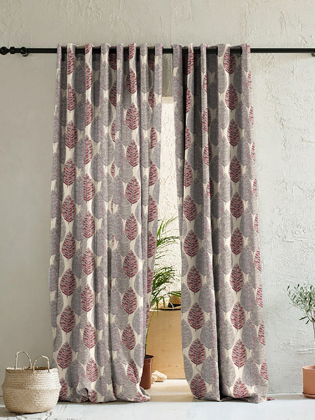 

SPACES Set Of 2 Pink & Purple Floral Room Darkening Door Curtains