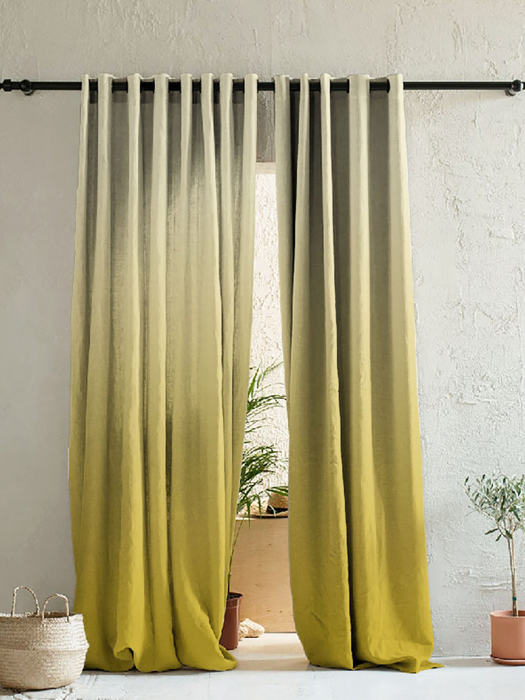 

SPACES Green & Grey Set of 2 Ombre Room Darkening Door Curtains