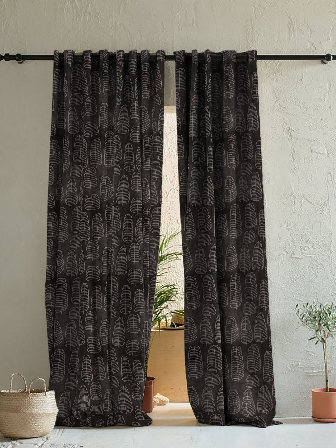 

SPACES Grey Set of 2 Room Darkening Window Curtain